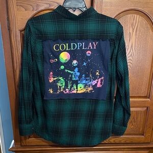 Coldplay upcycled flannel tee One of a Kind
